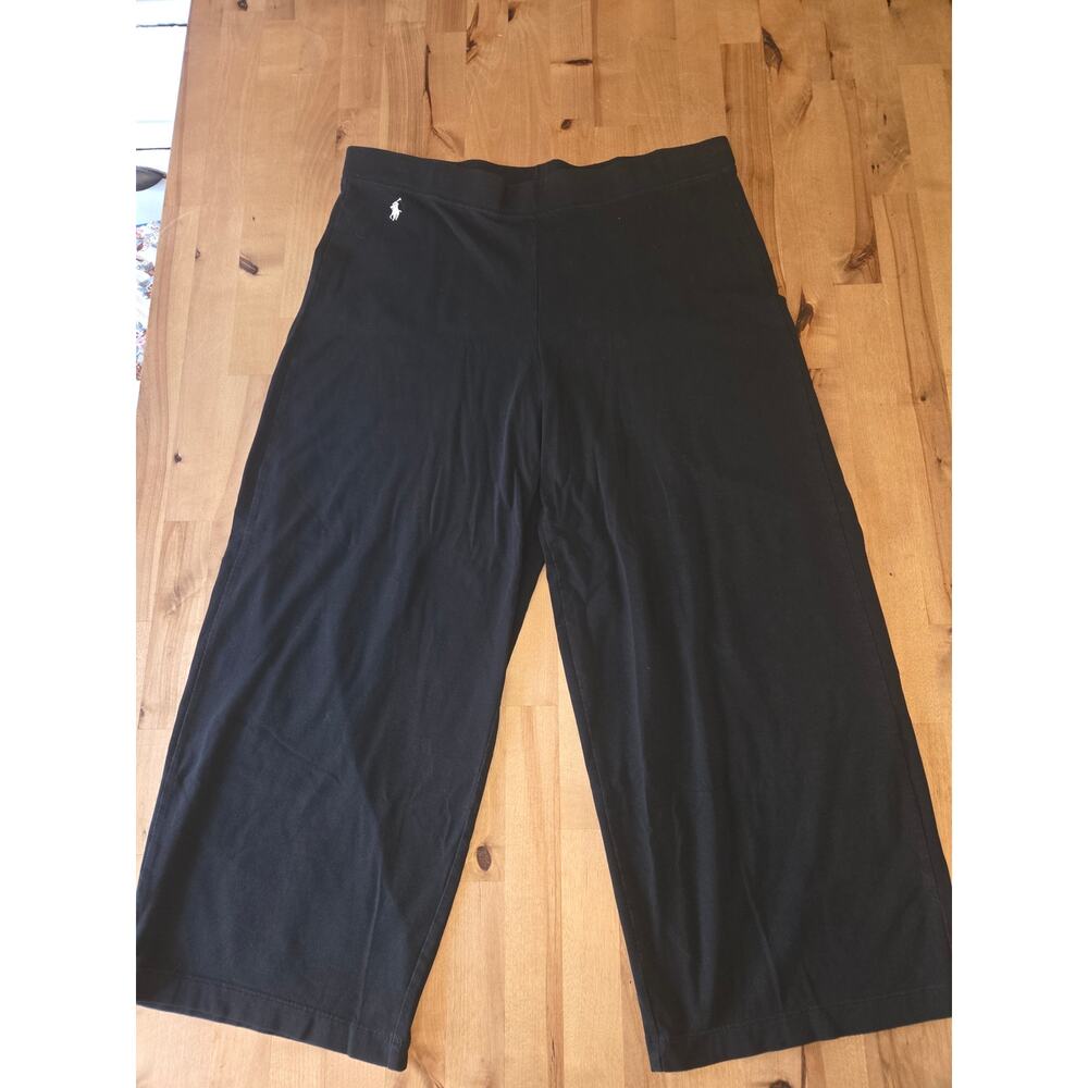 Womans Ralph Lauren women's black wide-leg cropped lounge pants size M - Picture 2 of 4
